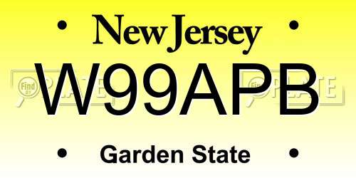 W99APB New Jersey License Plate
