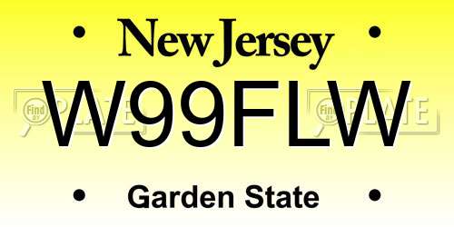 W99FLW New Jersey License Plate