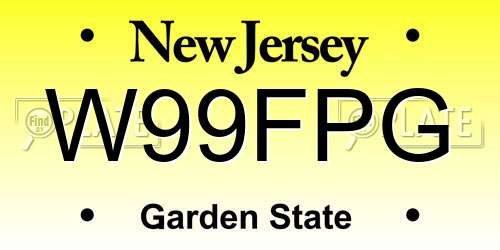 W99FPG New Jersey License Plate