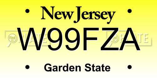 W99FZA New Jersey License Plate
