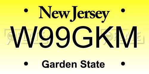 W99GKM New Jersey License Plate