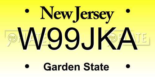 W99JKA New Jersey License Plate