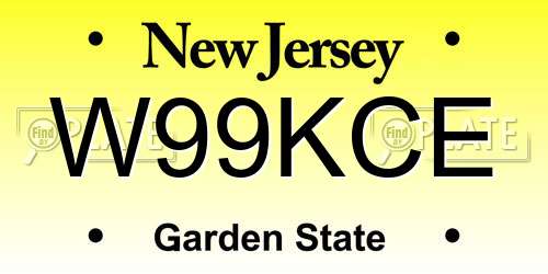 W99KCE New Jersey License Plate