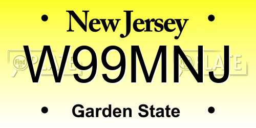 W99MNJ New Jersey License Plate