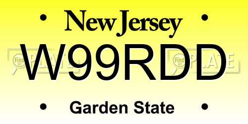 W99RDD New Jersey License Plate