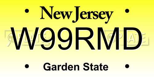 W99RMD New Jersey License Plate