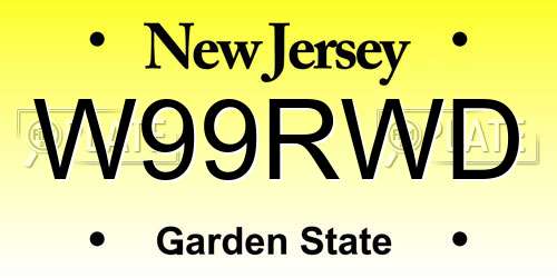 W99RWD New Jersey License Plate