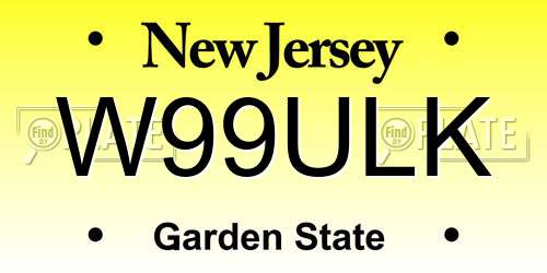 W99ULK New Jersey License Plate
