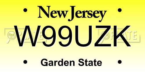 W99UZK New Jersey License Plate
