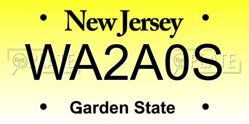 WA2A0S New Jersey License Plate