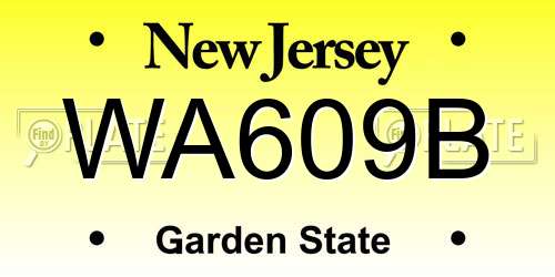 WA609B New Jersey License Plate