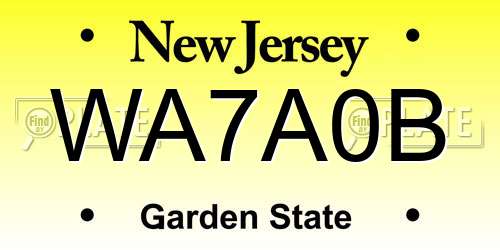 WA7A0B New Jersey License Plate