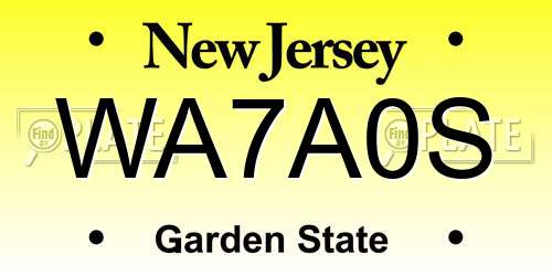 WA7A0S New Jersey License Plate