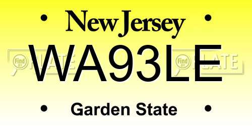 WA93LE New Jersey License Plate