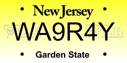 WA9R4Y New Jersey License Plate