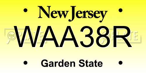 WAA38R New Jersey License Plate