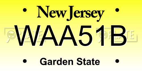 WAA51B New Jersey License Plate