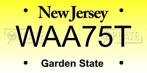 WAA75T New Jersey License Plate