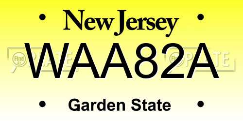 WAA82A New Jersey License Plate