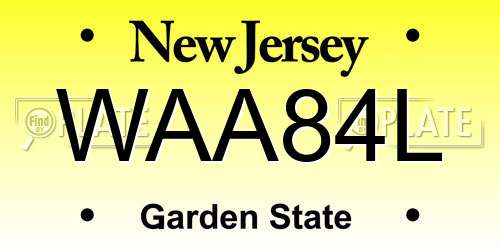 WAA84L New Jersey License Plate