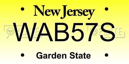 WAB57S New Jersey License Plate