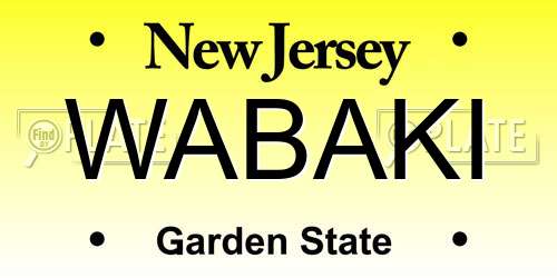 WABAKI New Jersey License Plate