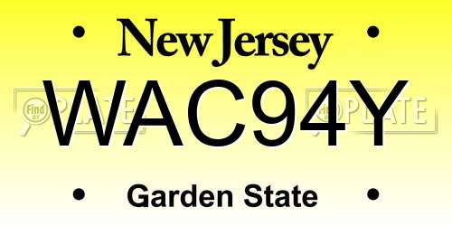 WAC94Y New Jersey License Plate