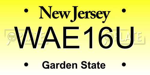 WAE16U New Jersey License Plate