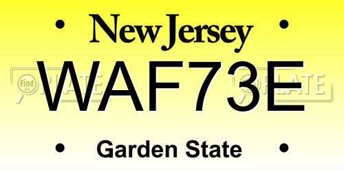 WAF73E New Jersey License Plate