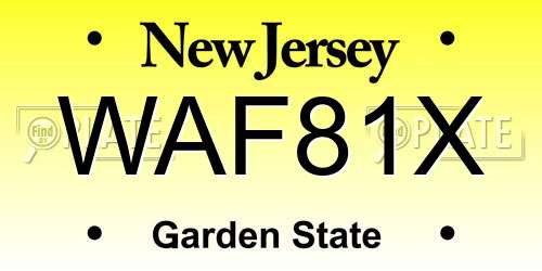WAF81X New Jersey License Plate