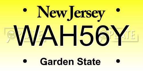 WAH56Y New Jersey License Plate