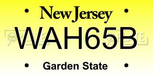 WAH65B New Jersey License Plate