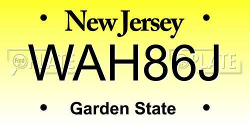 WAH86J New Jersey License Plate