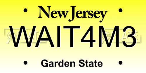 WAIT4M3 New Jersey License Plate