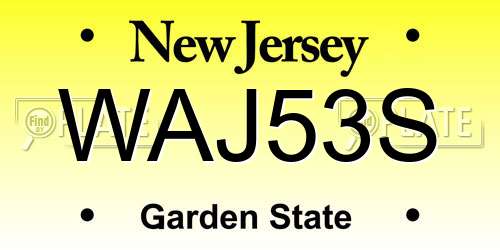 WAJ53S New Jersey License Plate