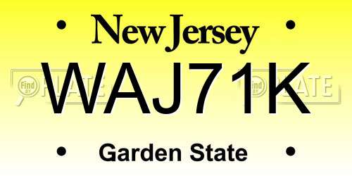 WAJ71K New Jersey License Plate