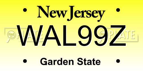 WAL99Z New Jersey License Plate