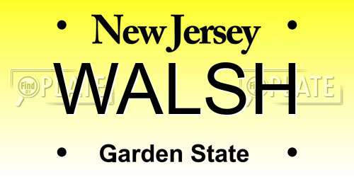 WALSH New Jersey License Plate