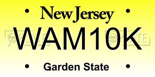 WAM10K New Jersey License Plate