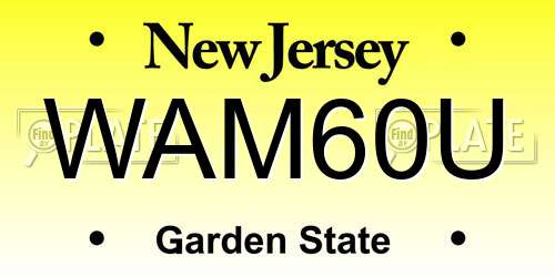 WAM60U New Jersey License Plate
