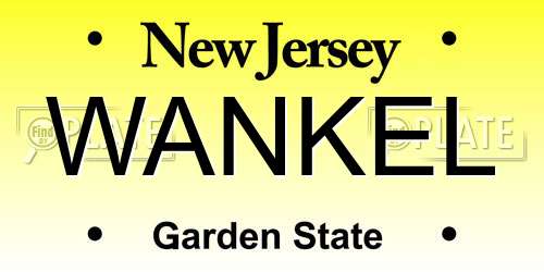 WANKEL New Jersey License Plate