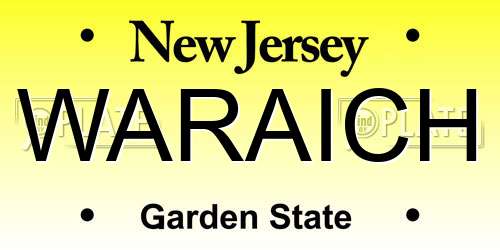 WARAICH New Jersey License Plate