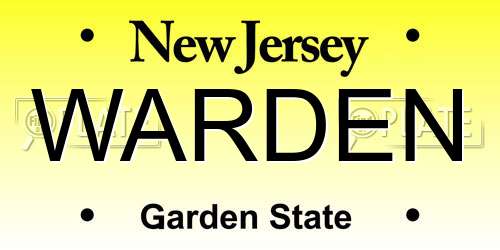 WARDEN New Jersey License Plate