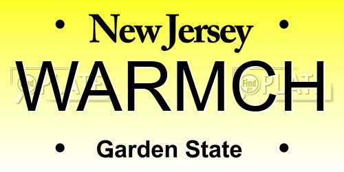 WARMCH New Jersey License Plate
