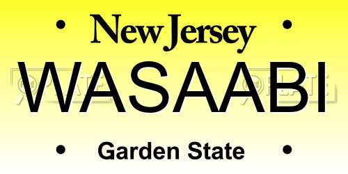 WASAABI New Jersey License Plate