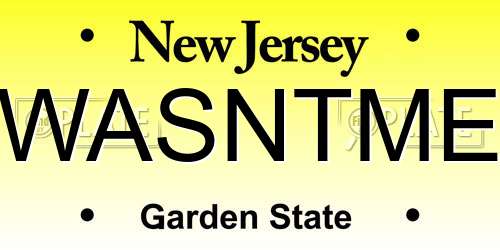 WASNTME New Jersey License Plate