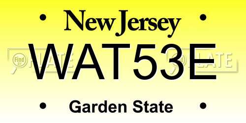 WAT53E New Jersey License Plate