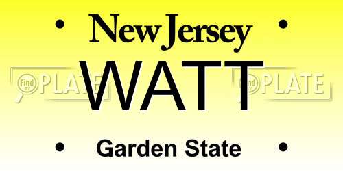 WATT New Jersey License Plate