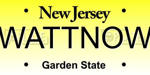 WATTNOW New Jersey License Plate