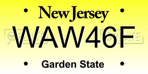 WAW46F New Jersey License Plate